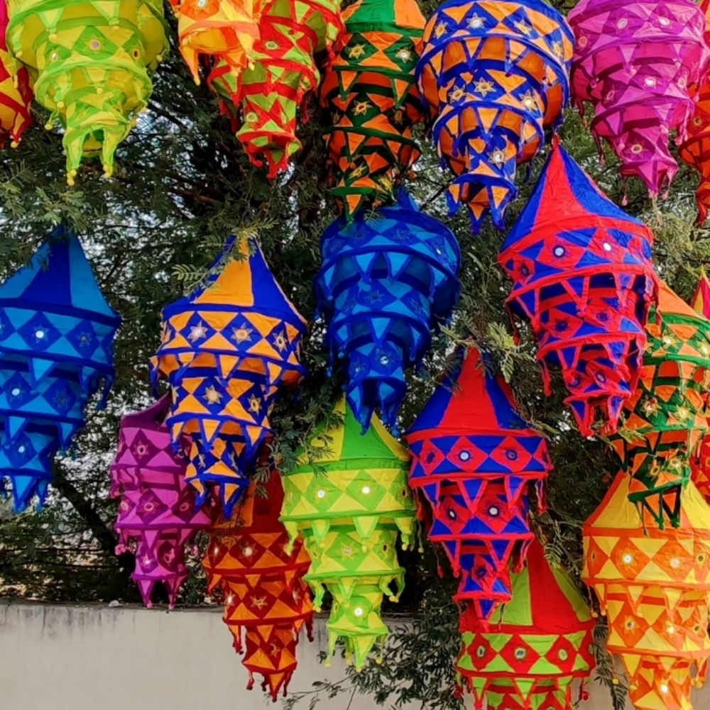 Boho Fabric Hanging Lantern